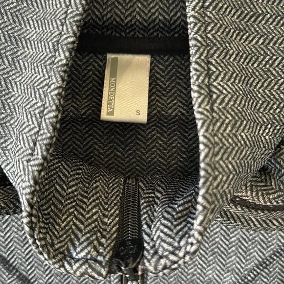 Mondetta Gray Black Herringbone Long   Running Workout Hood Jacket Small EUC - Picture 4 of 8